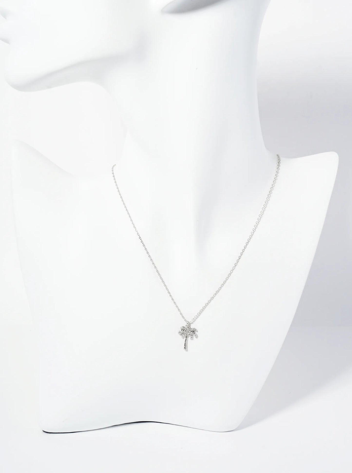 18K Gold Dipped Pave Set CZ Palm Tree Pendant Necklace