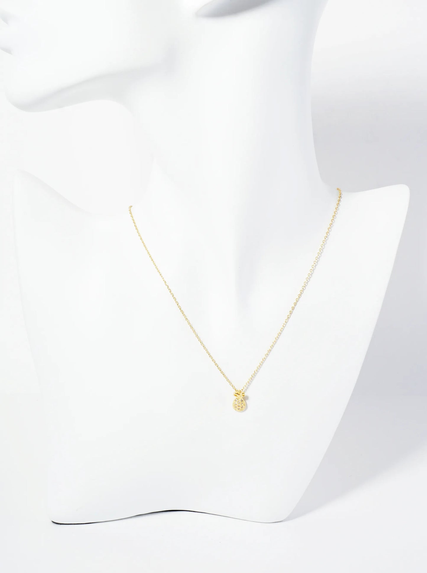 18K Gold Dipped Pave Set CZ Pineapple Pendant Necklace