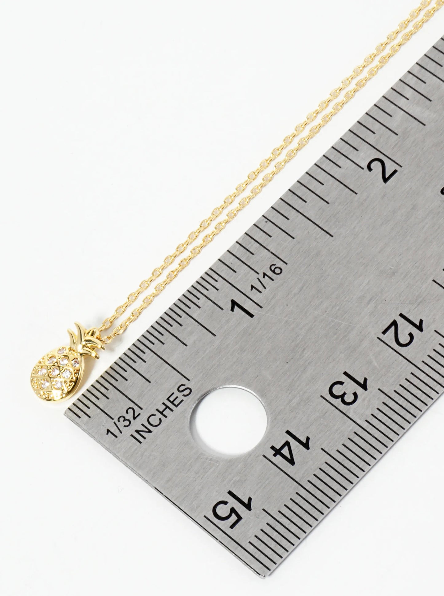 18K Gold Dipped Pave Set CZ Pineapple Pendant Necklace