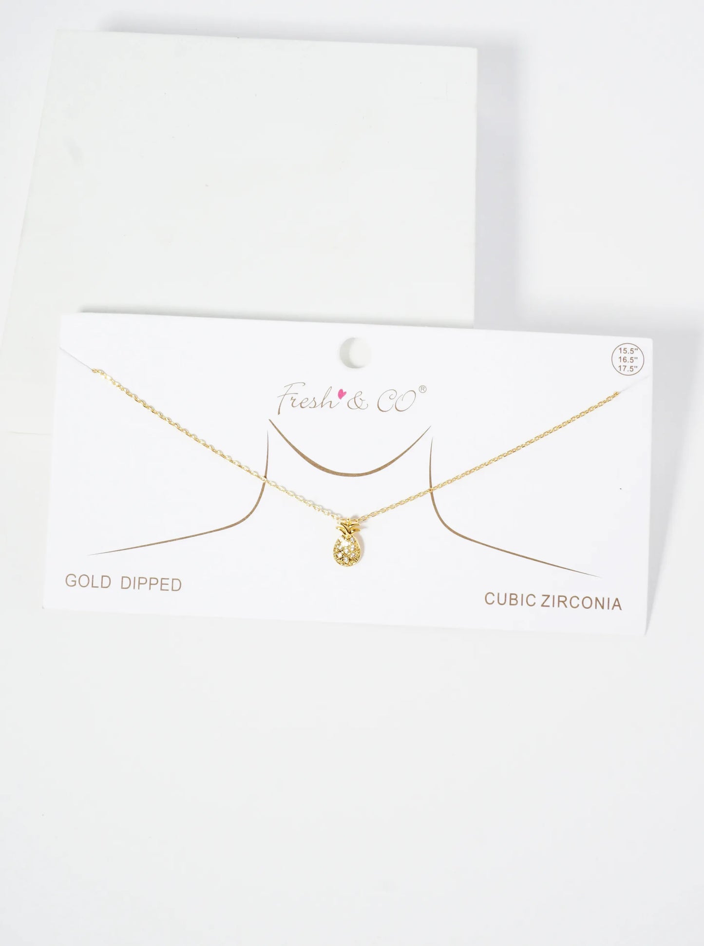 18K Gold Dipped Pave Set CZ Pineapple Pendant Necklace