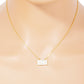 18K Gold Dipped Pave Set CZ Rectangle Pendant Necklace