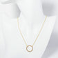 18K Gold Dipped Pave Set CZ Slim Circle Pendant Necklace