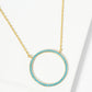 18K Gold Dipped Pave Set CZ Slim Circle Pendant Necklace