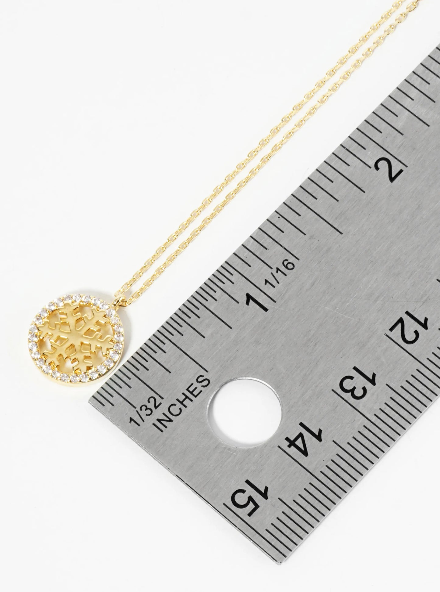 18K Gold Dipped Pave Set CZ Snowflake Pendant Necklace