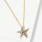 18K Gold Dipped Pave Set CZ Starfish Sea Star Pendant Necklace