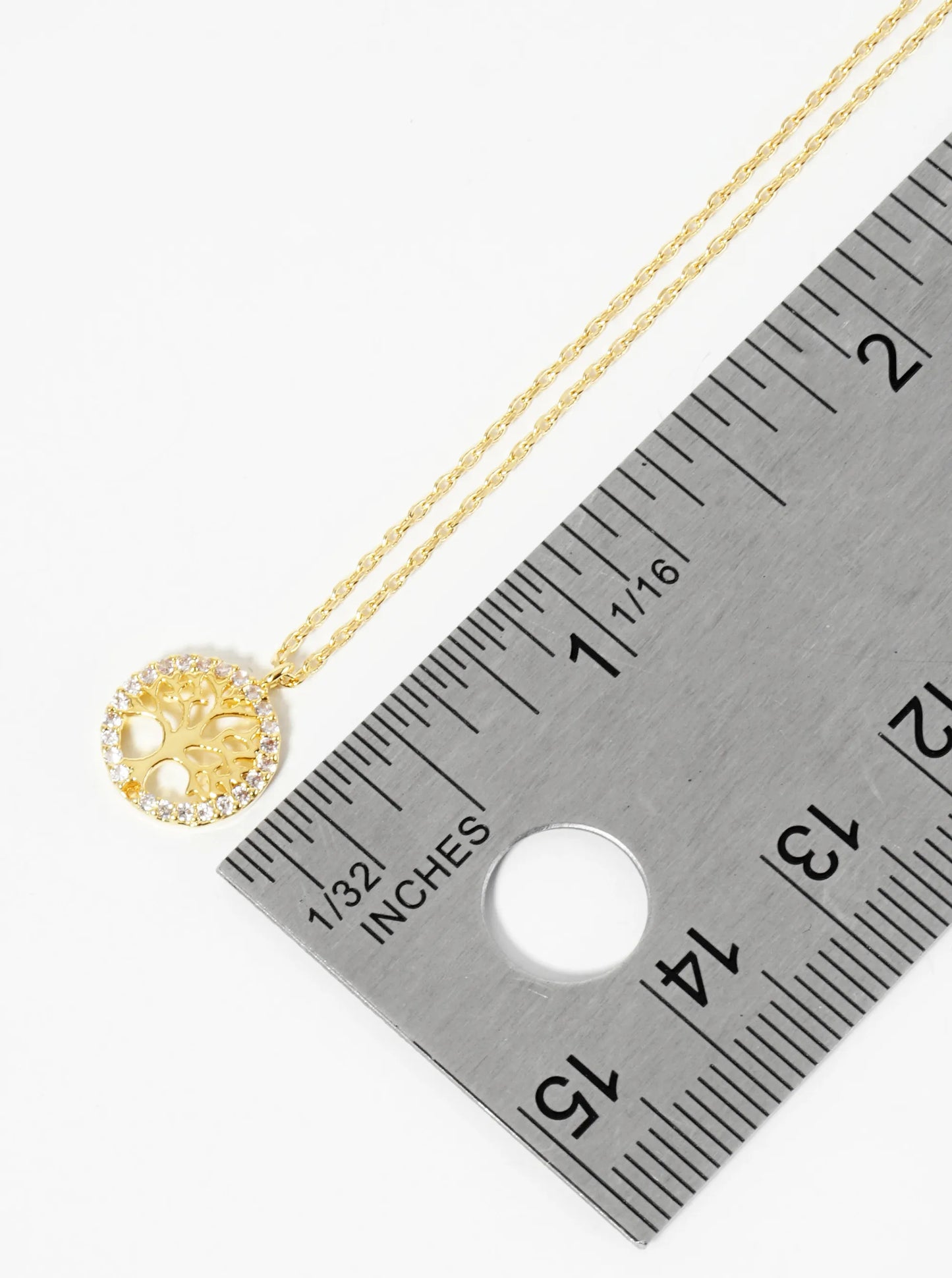 18K Gold Dipped Pave Set CZ Tree Of Life Pendant Necklace