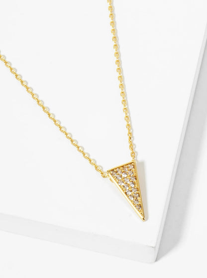 18K Gold Dipped Pave Set CZ Upside Down Triangle Pendant Necklace