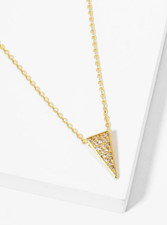 18K Gold Dipped Pave Set CZ Upside Down Triangle Pendant Necklace