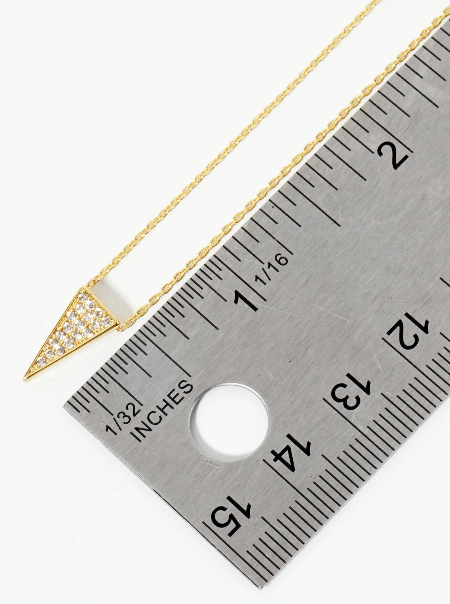 18K Gold Dipped Pave Set CZ Upside Down Triangle Pendant Necklace