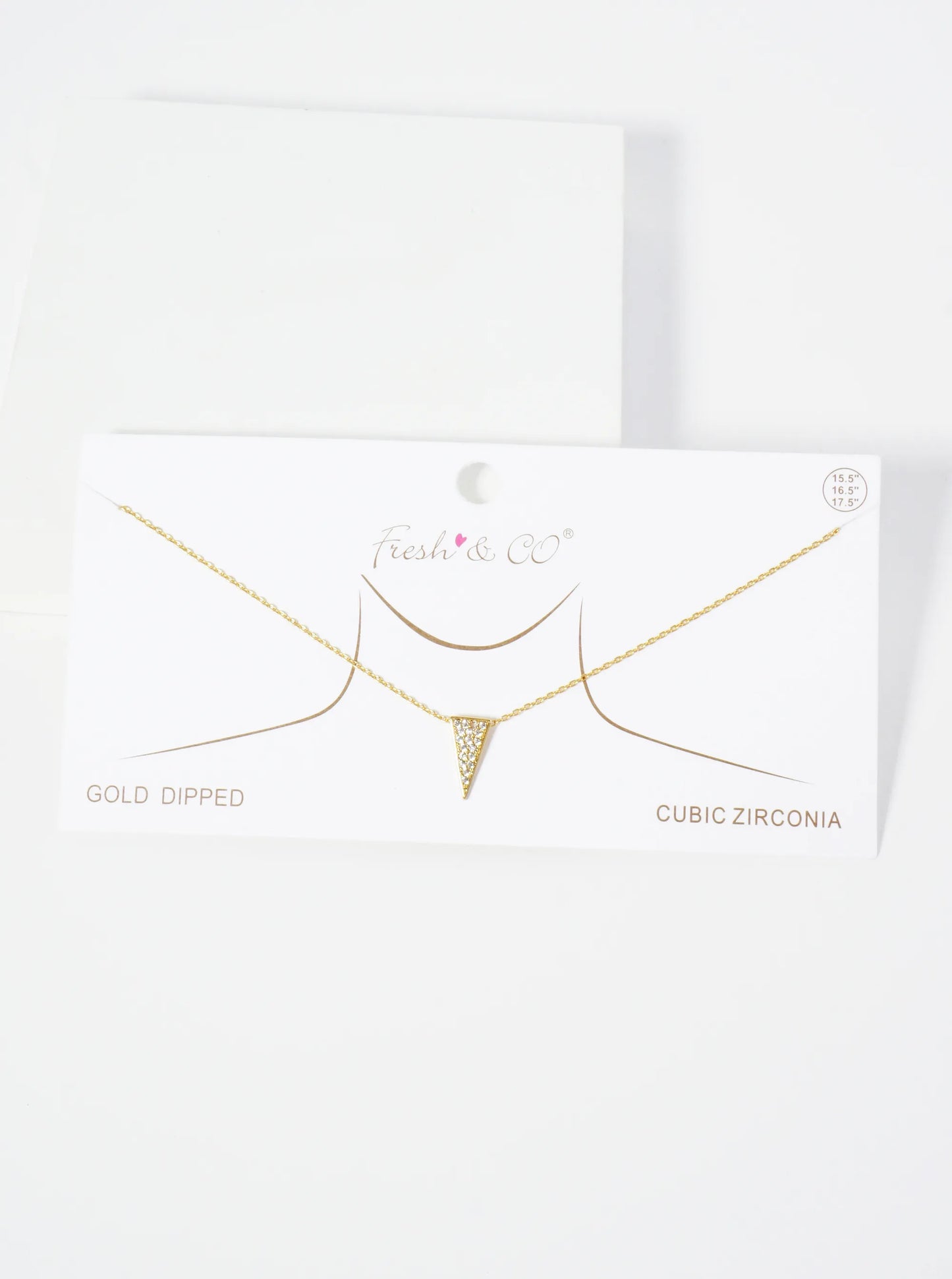 18K Gold Dipped Pave Set CZ Upside Down Triangle Pendant Necklace