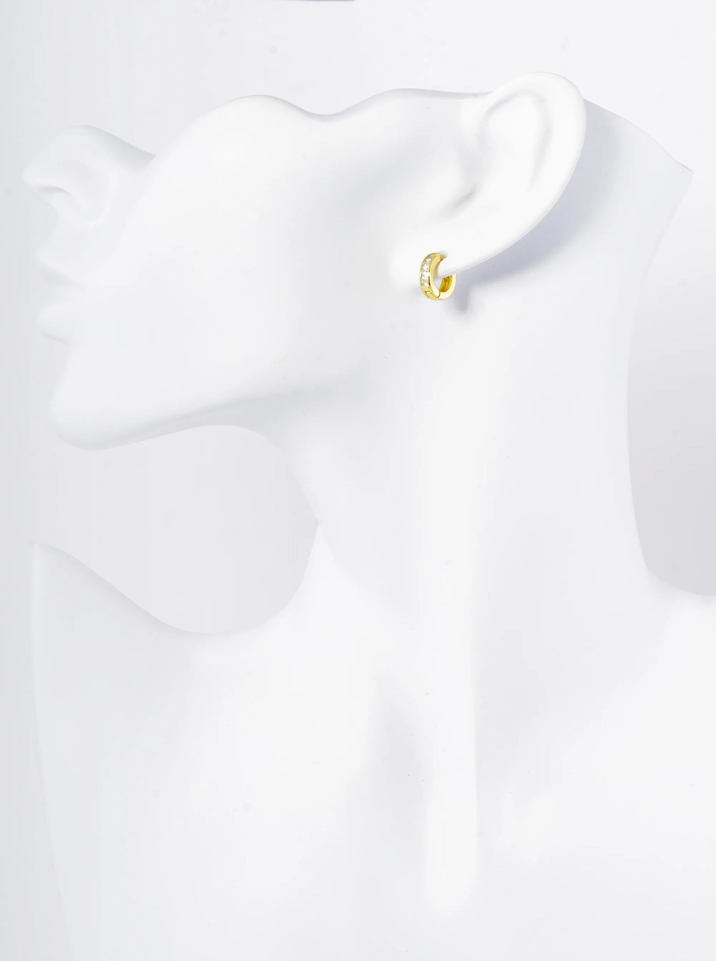 18K Gold Dipped Pave Set Cubic Zirconia 10mm Huggie Hoop Earrings