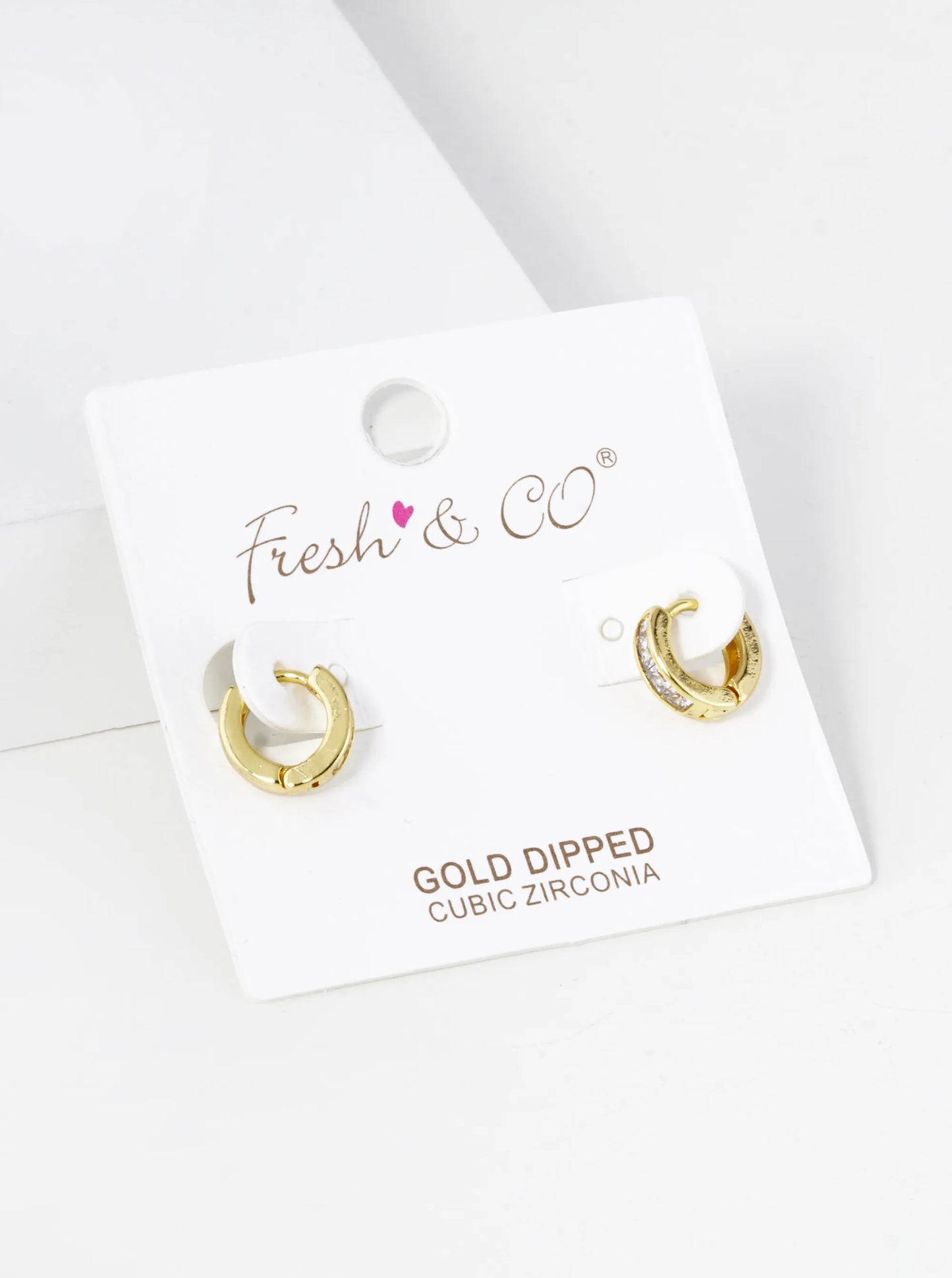 18K Gold Dipped Pave Set Cubic Zirconia 10mm Huggie Hoop Earrings