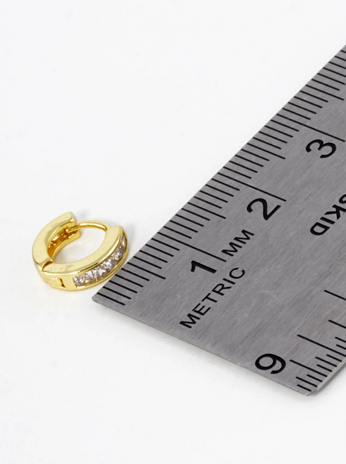 18K Gold Dipped Pave Set Cubic Zirconia 10mm Huggie Hoop Earrings