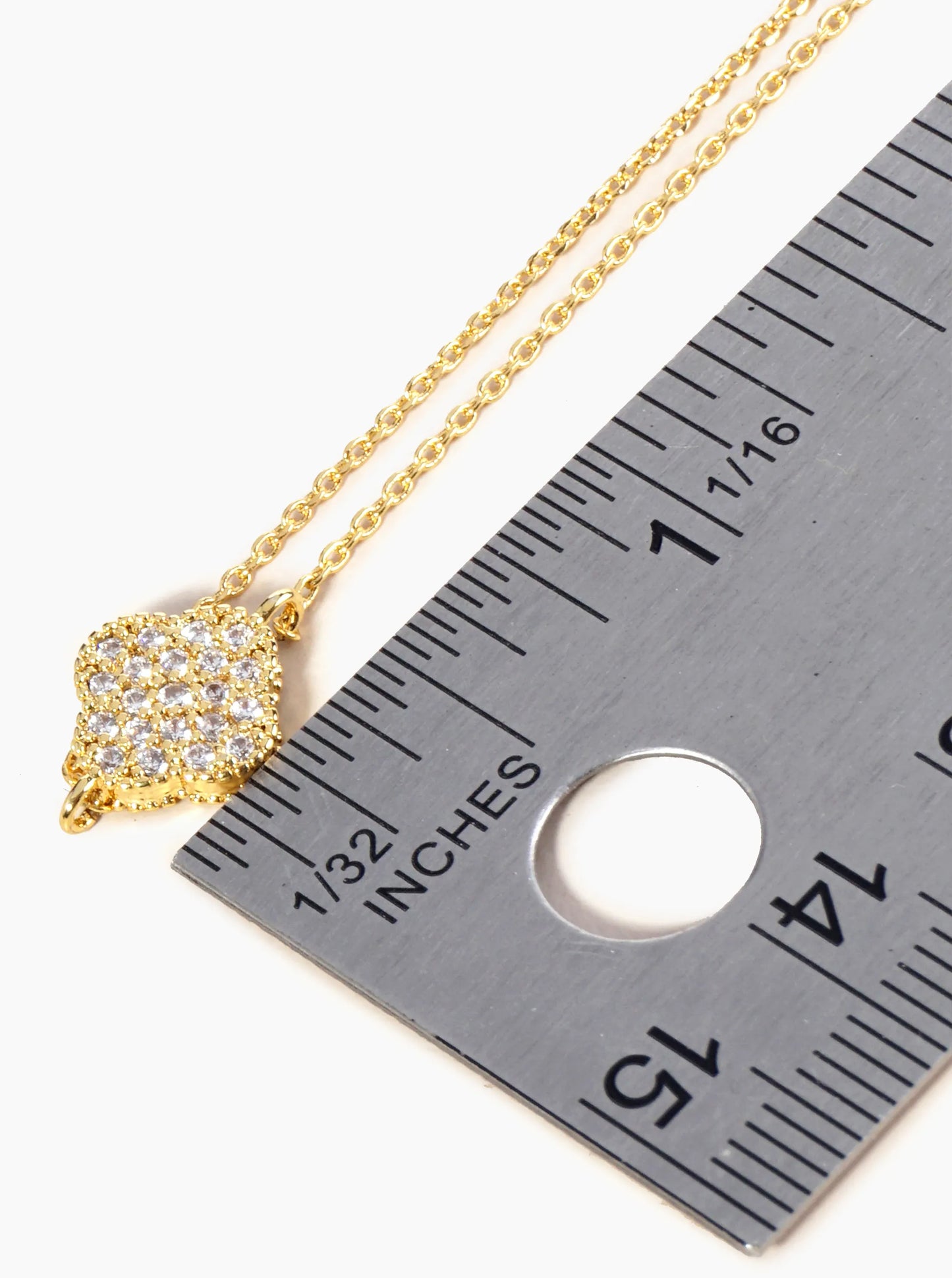 18K Gold Dipped Pave Set Cubic Zirconia 13mm Quatrefoil Chain Anklet