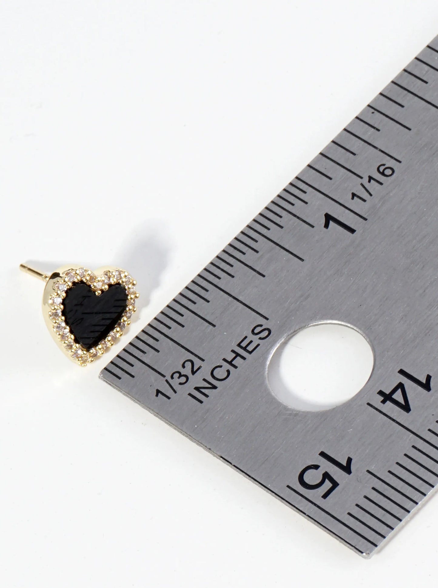 18K Gold Dipped Pave Set Cubic Zirconia 8mm Heart Stud Earrings