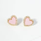 18K Gold Dipped Pave Set Cubic Zirconia 8mm Heart Stud Earrings