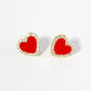 18K Gold Dipped Pave Set Cubic Zirconia 8mm Heart Stud Earrings