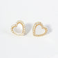 18K Gold Dipped Pave Set Cubic Zirconia 8mm Heart Stud Earrings