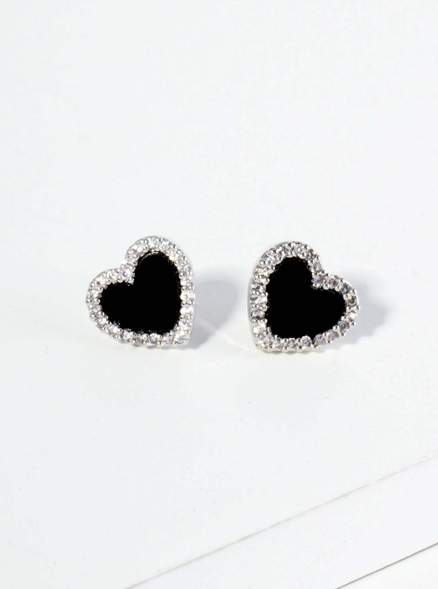 18K Gold Dipped Pave Set Cubic Zirconia 8mm Heart Stud Earrings