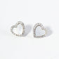 18K Gold Dipped Pave Set Cubic Zirconia 8mm Heart Stud Earrings
