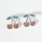 18K Gold Dipped Pave Set Cubic Zirconia Cherry Stud Earrings