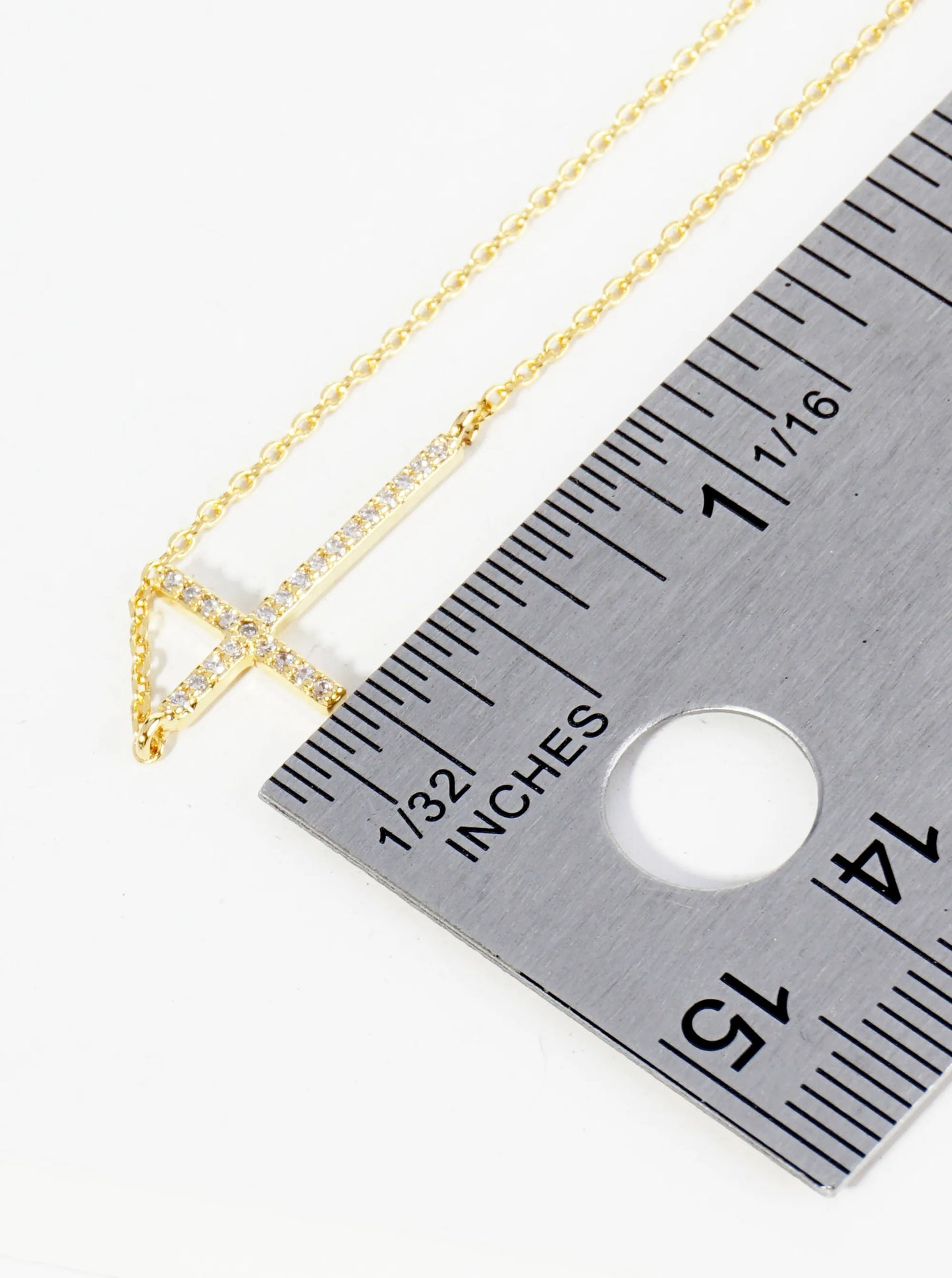 18K Gold Dipped Pave Set Cubic Zirconia Cross Brass Chain Anklet