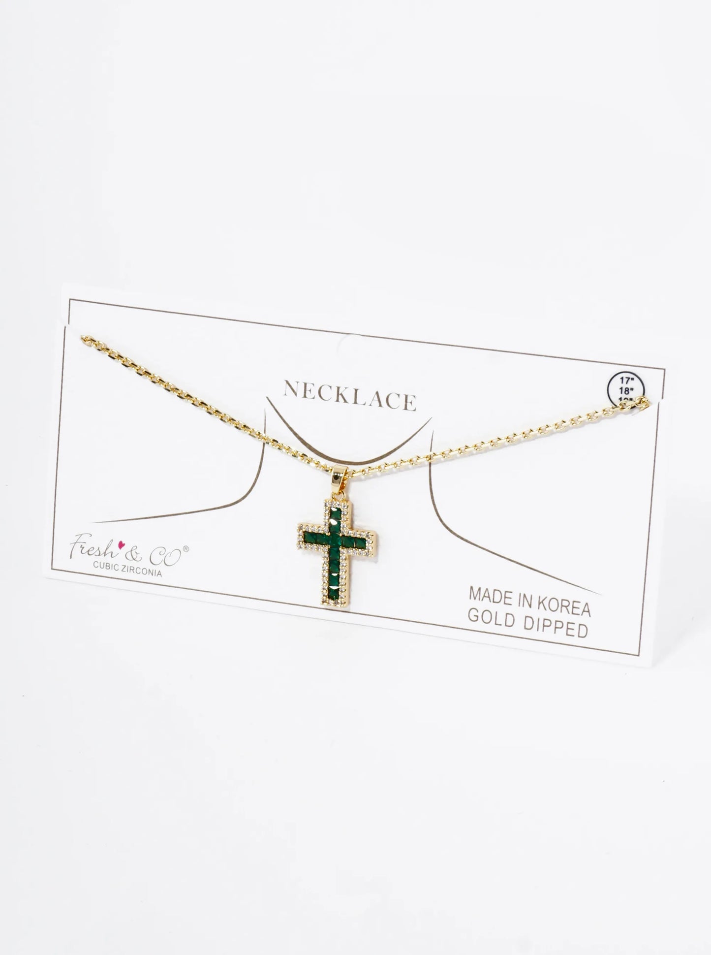 18K Gold Dipped Pave Set Cubic Zirconia Cross Pendant Necklace