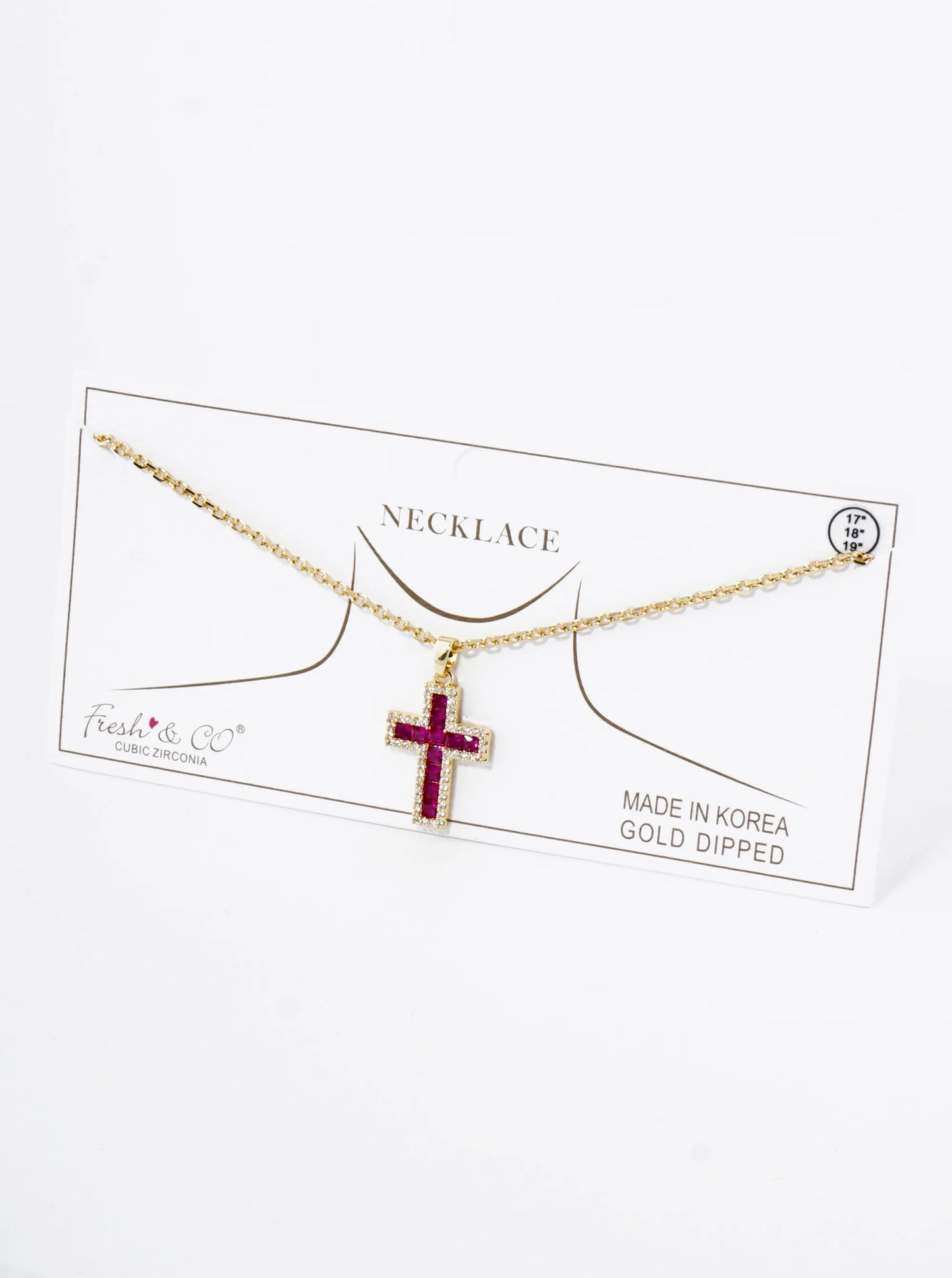 18K Gold Dipped Pave Set Cubic Zirconia Cross Pendant Necklace