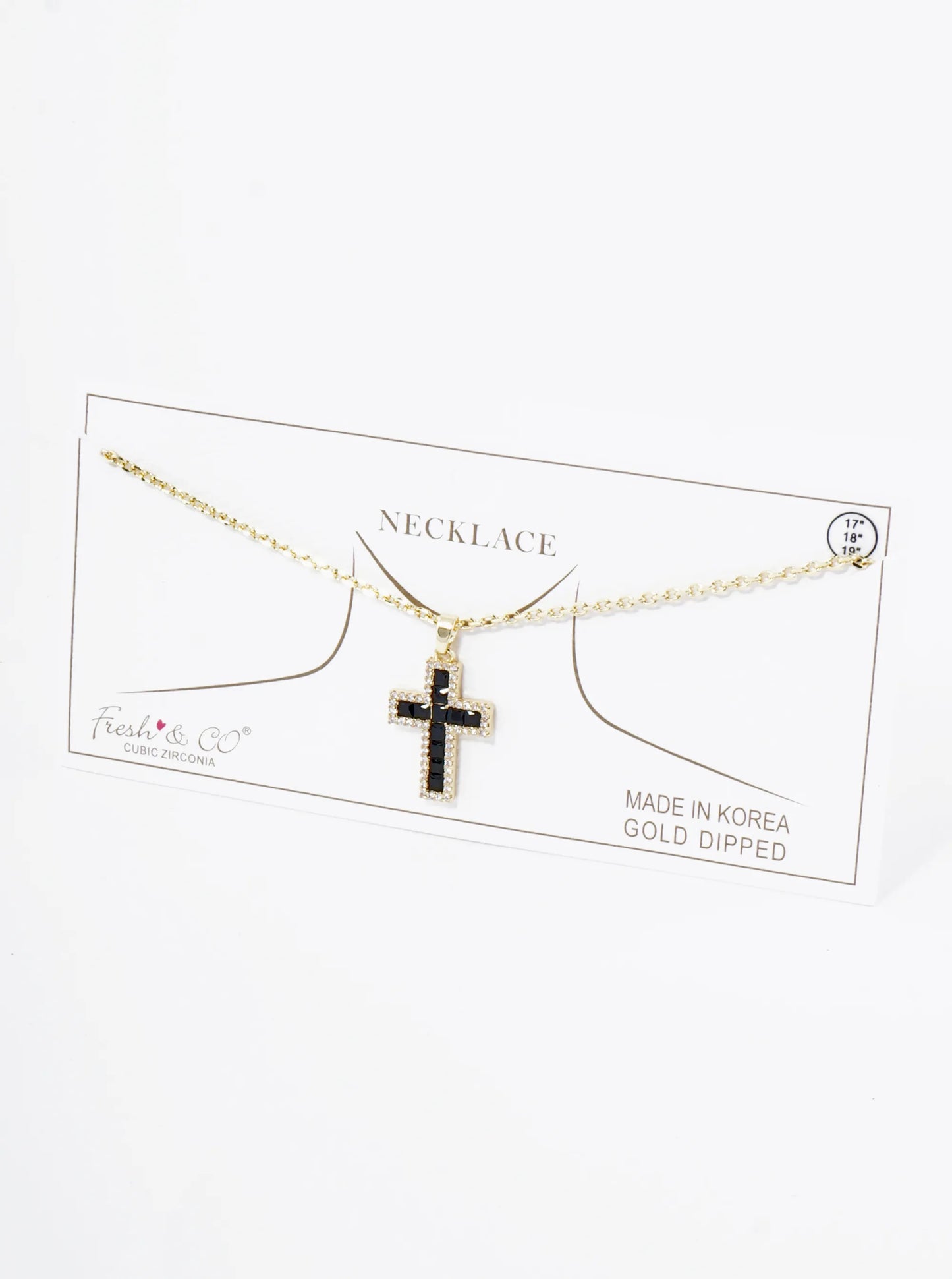 18K Gold Dipped Pave Set Cubic Zirconia Cross Pendant Necklace