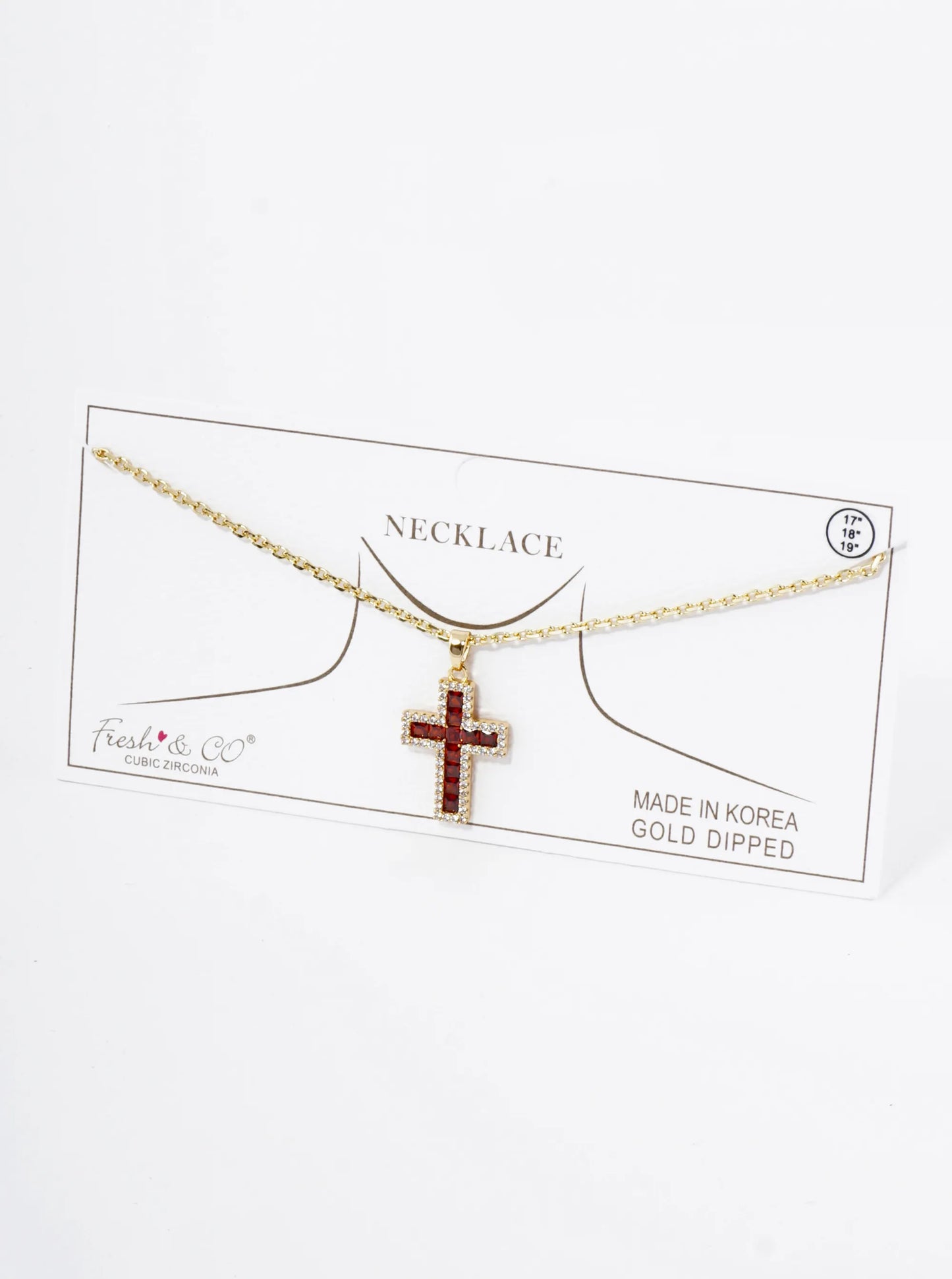 18K Gold Dipped Pave Set Cubic Zirconia Cross Pendant Necklace