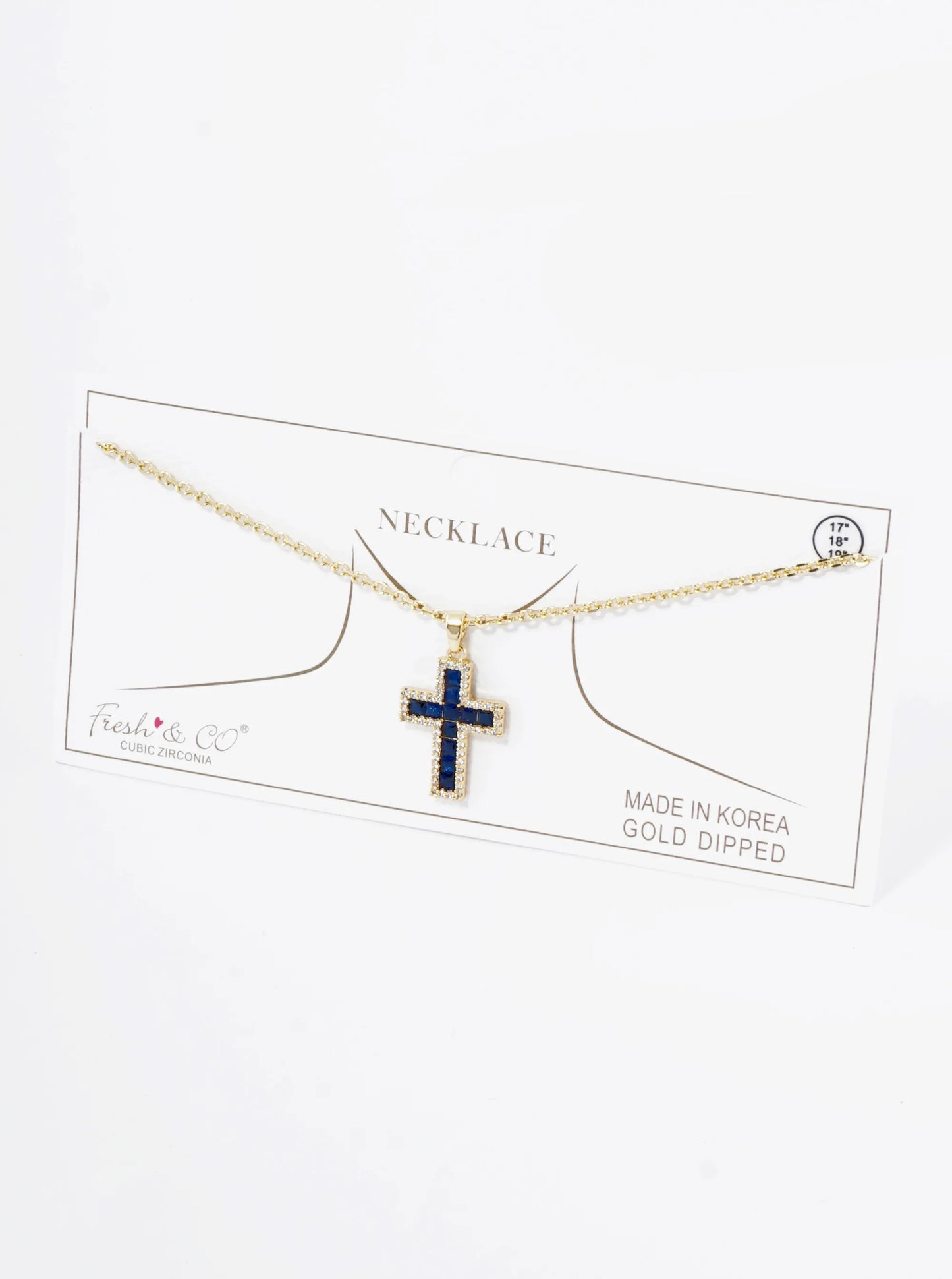 18K Gold Dipped Pave Set Cubic Zirconia Cross Pendant Necklace