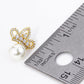 18K Gold Dipped Pave Set Cubic Zirconia Crown With 7mm Pearl Stud Earrings