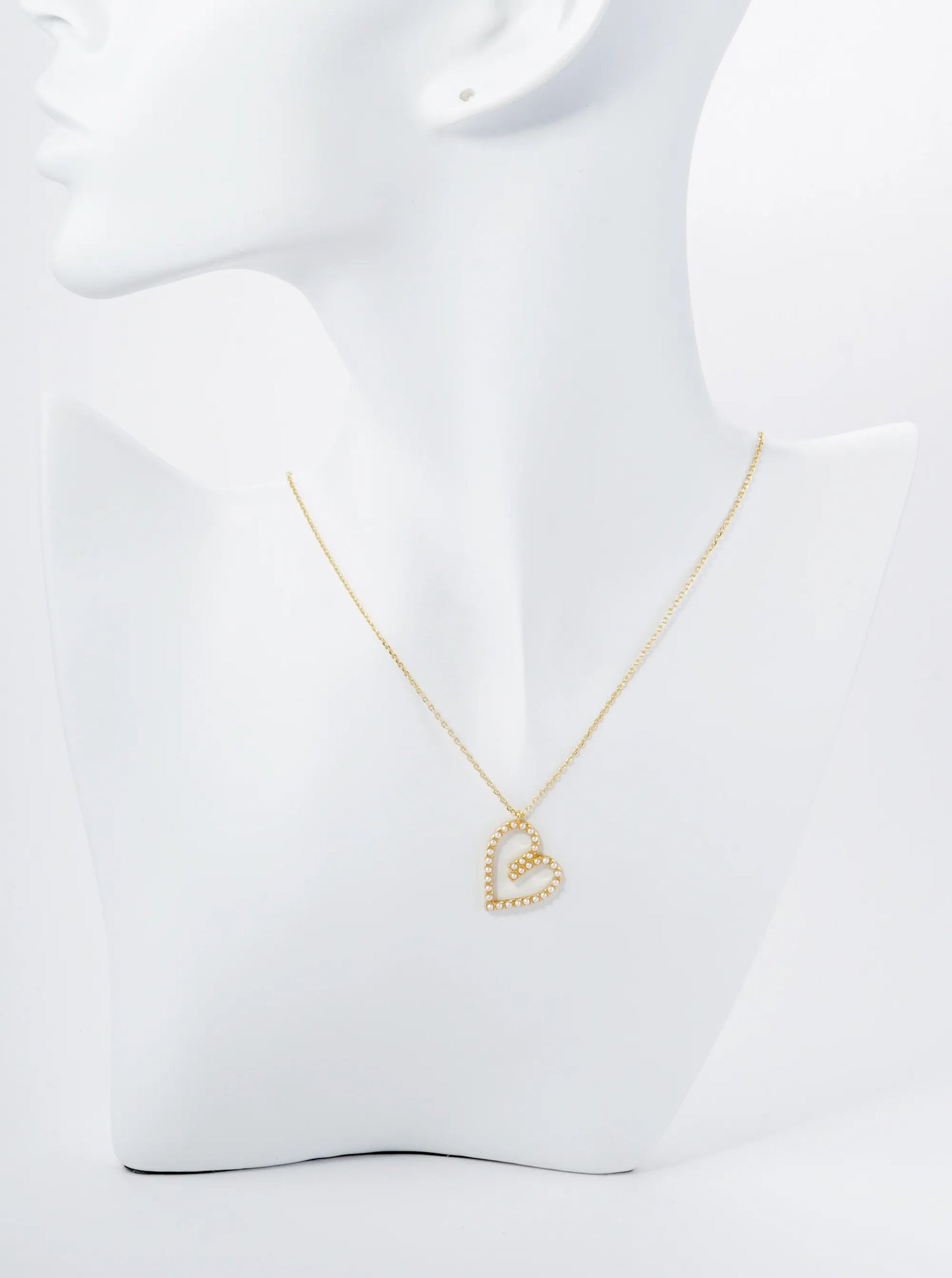 18K Gold Dipped Pave Set Cubic Zirconia Heart Pendant Necklace