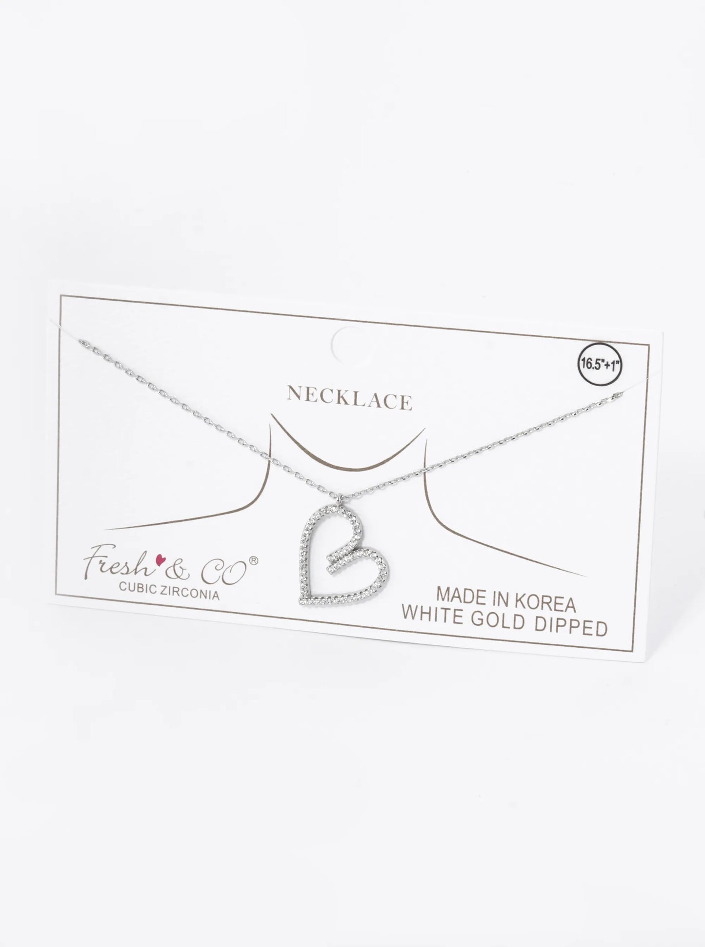 18K Gold Dipped Pave Set Cubic Zirconia Heart Pendant Necklace