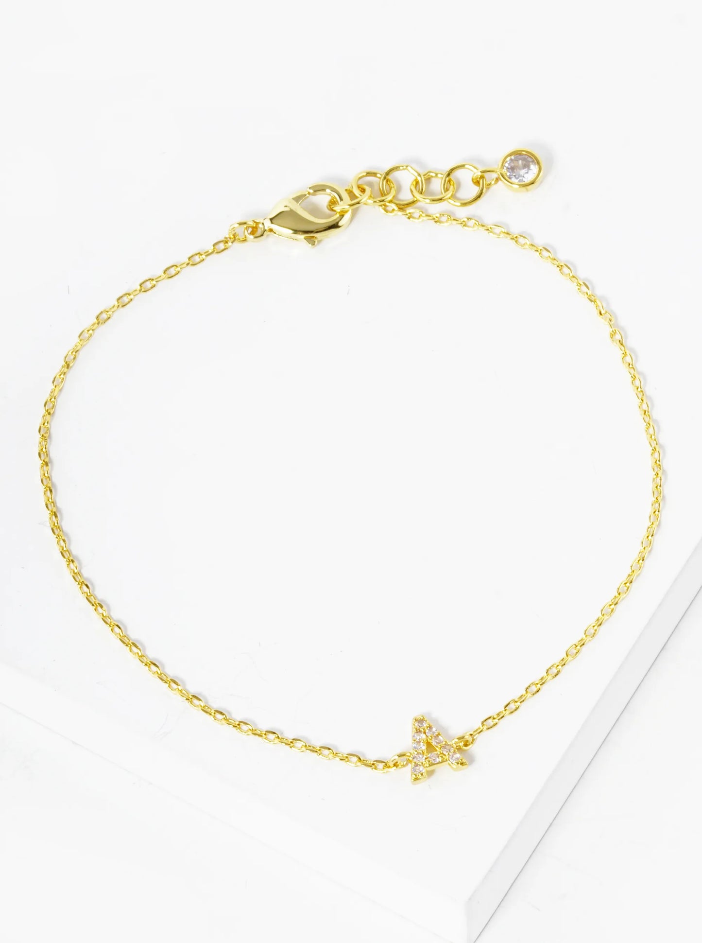 18K Gold Dipped Pave Set Cubic Zirconia Initial Bracelet