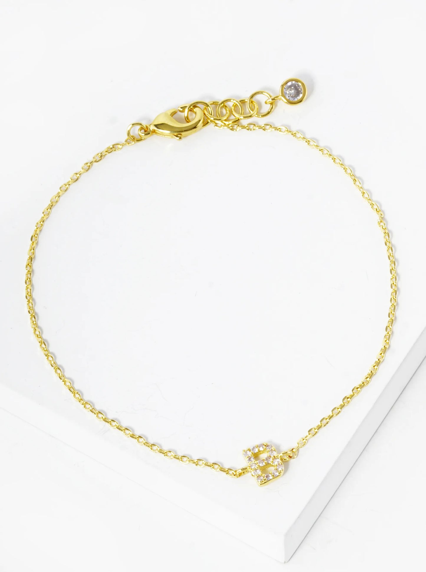 18K Gold Dipped Pave Set Cubic Zirconia Initial Bracelet