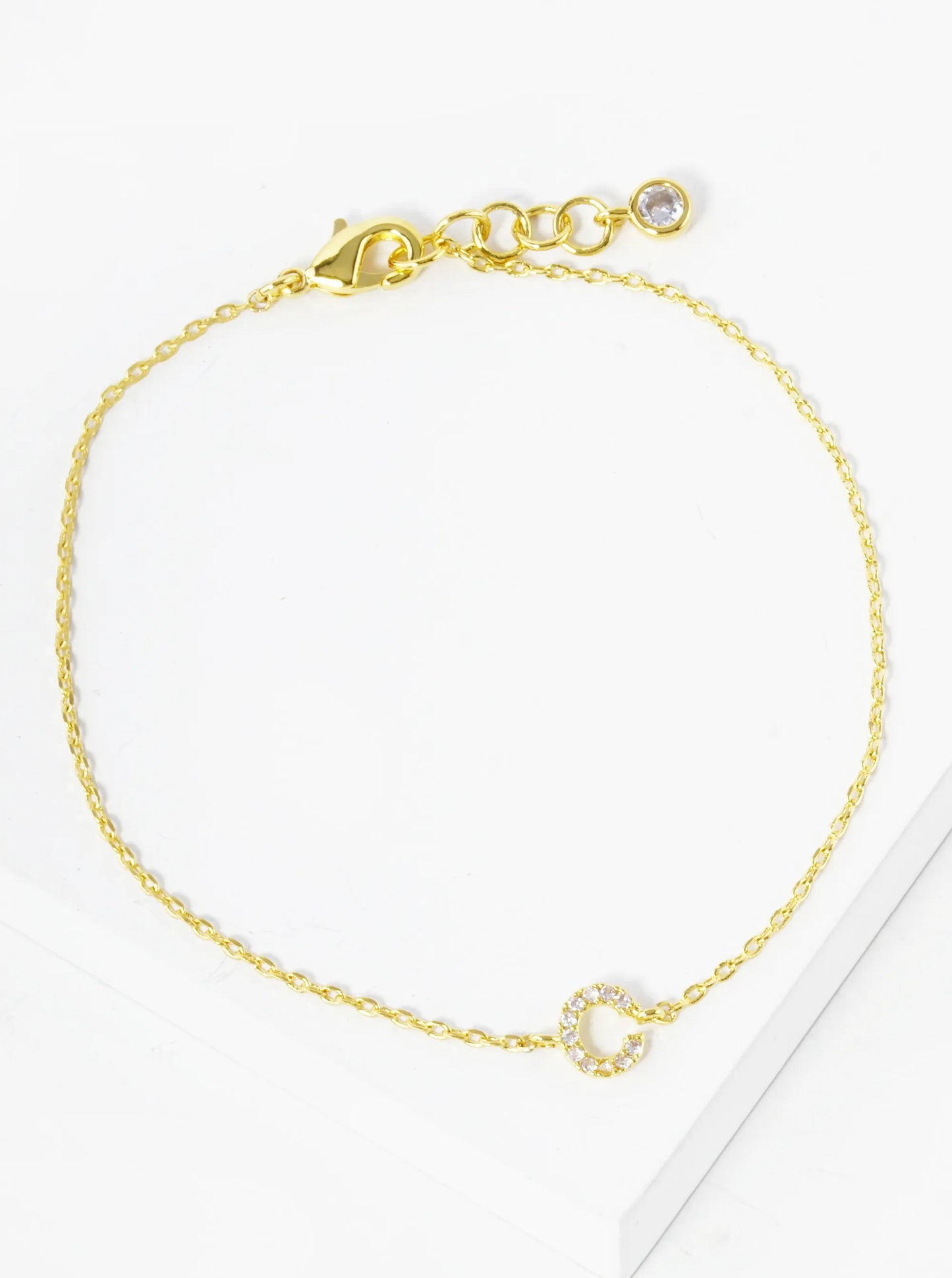 18K Gold Dipped Pave Set Cubic Zirconia Initial Bracelet