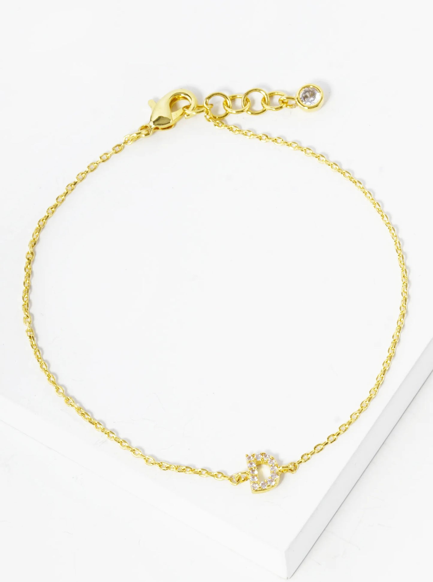 18K Gold Dipped Pave Set Cubic Zirconia Initial Bracelet
