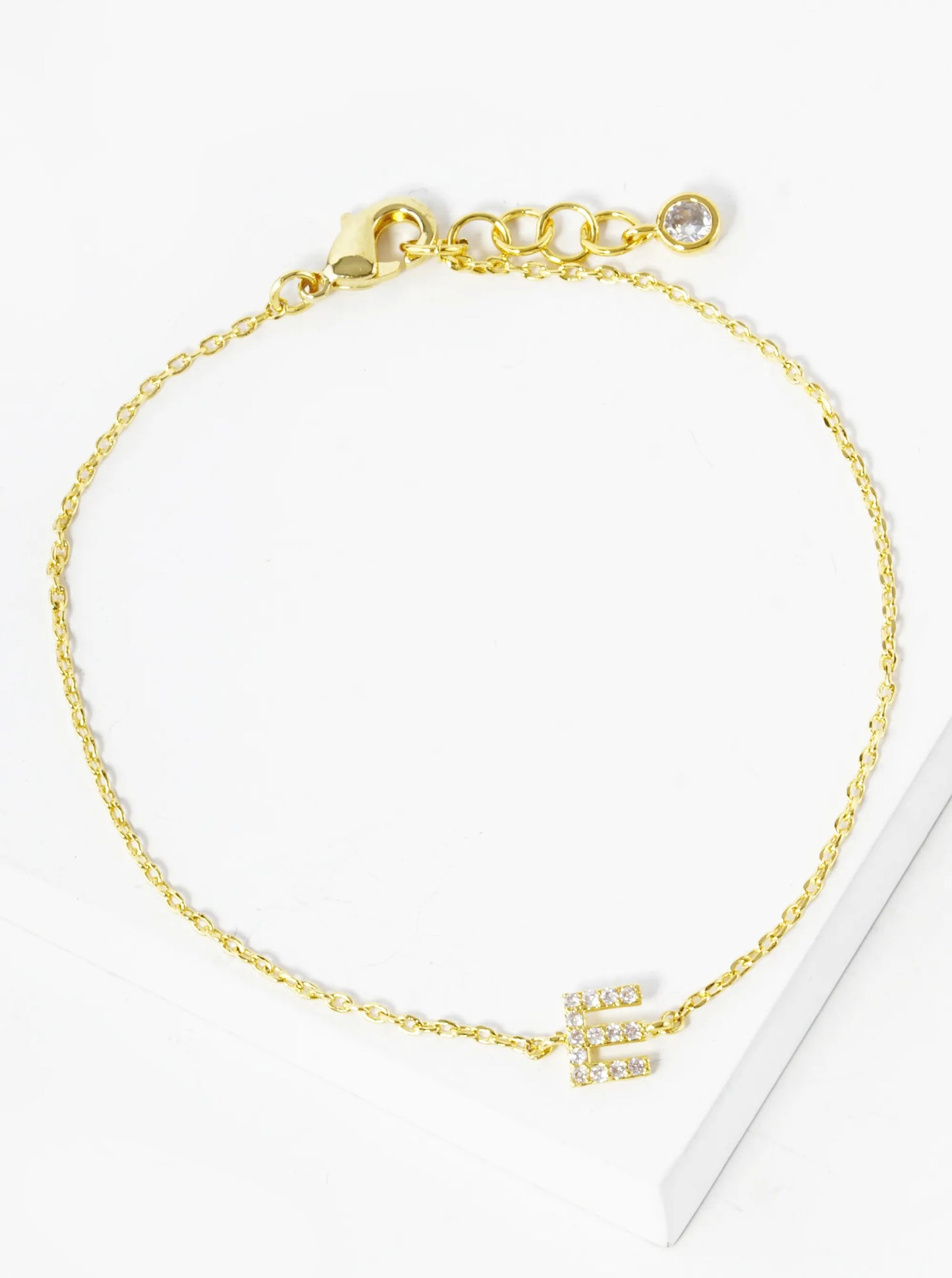 18K Gold Dipped Pave Set Cubic Zirconia Initial Bracelet