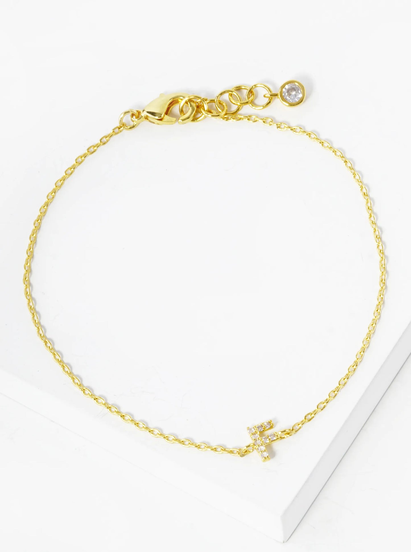 18K Gold Dipped Pave Set Cubic Zirconia Initial Bracelet