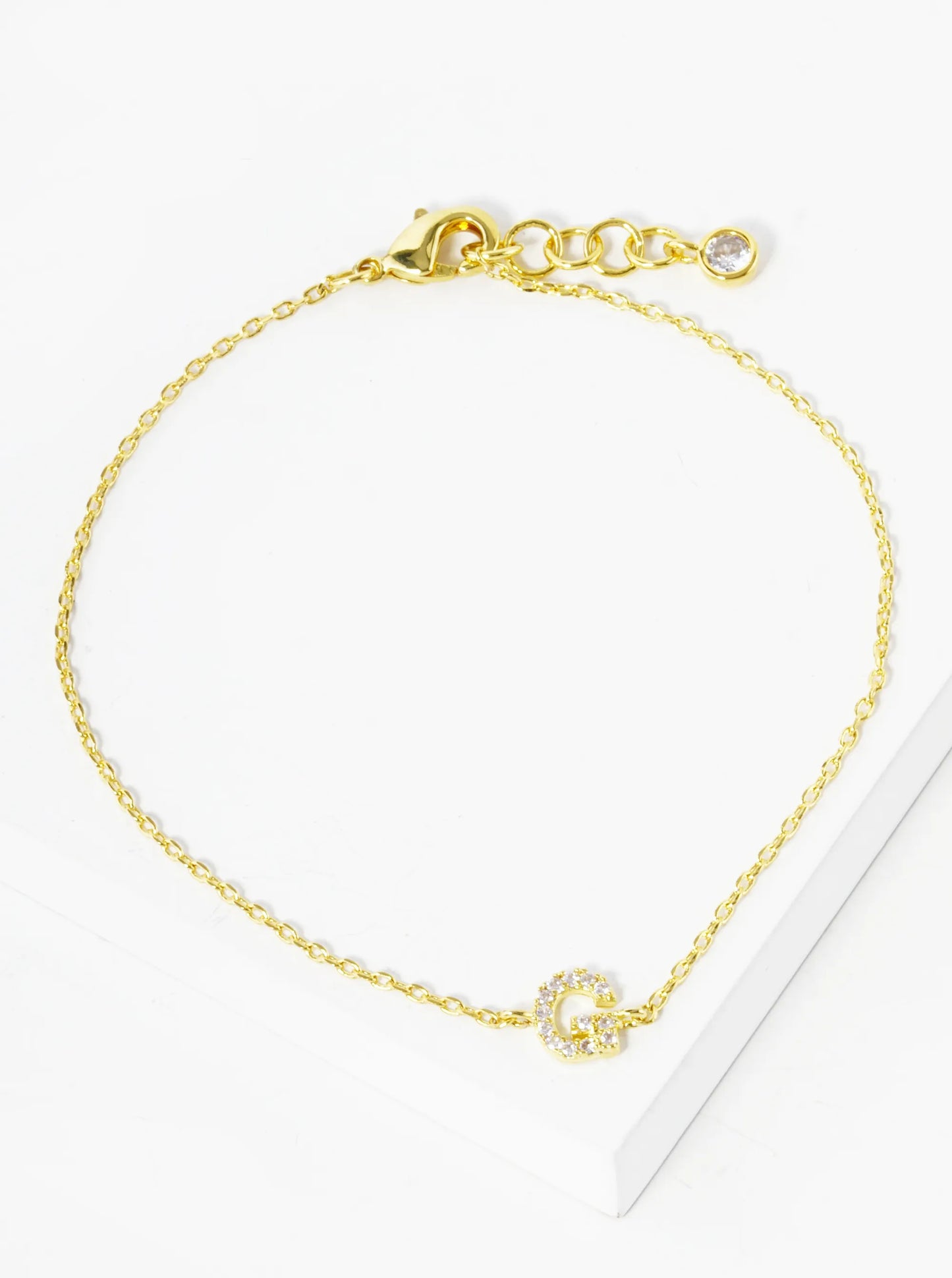 18K Gold Dipped Pave Set Cubic Zirconia Initial Bracelet