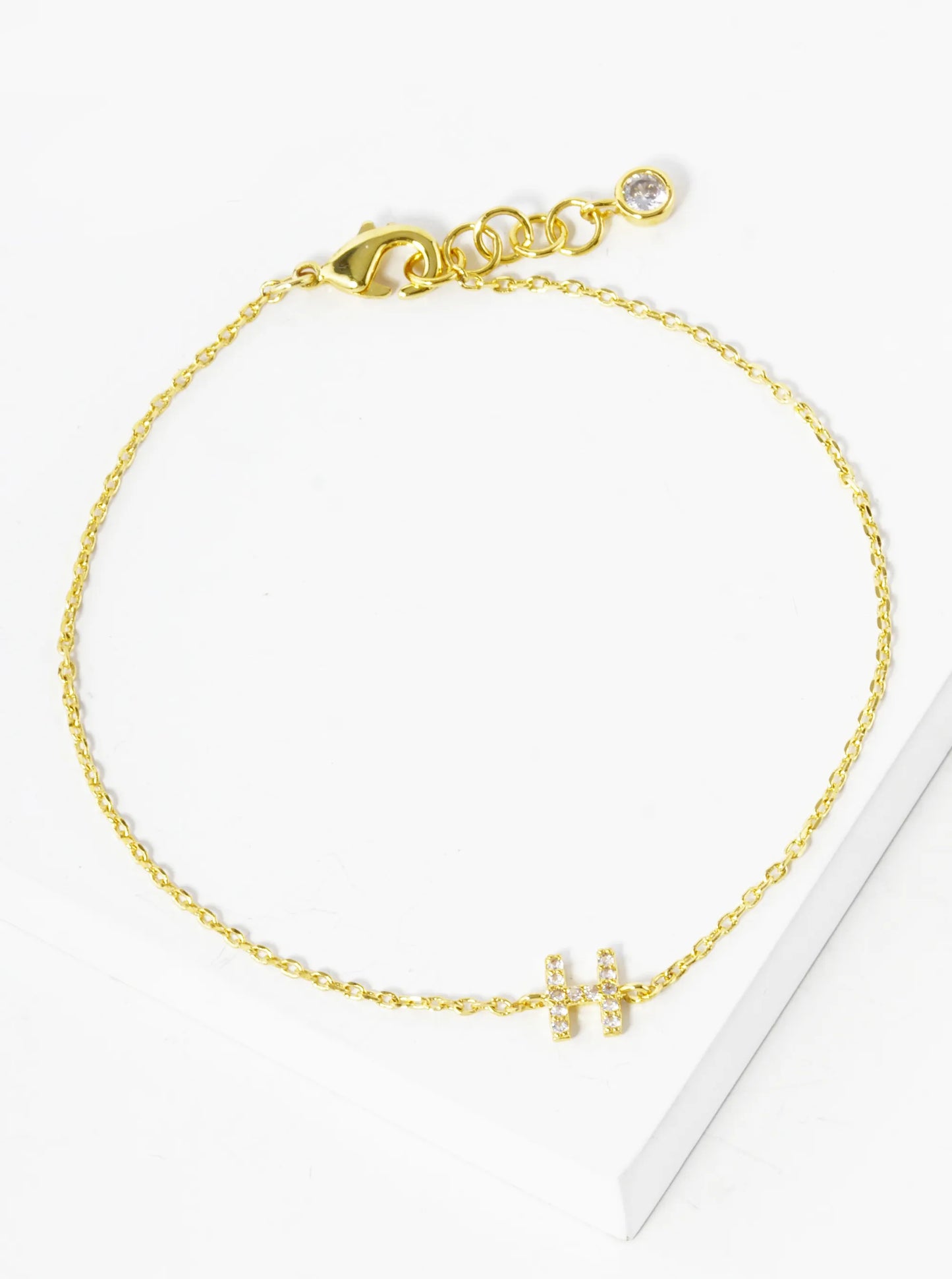 18K Gold Dipped Pave Set Cubic Zirconia Initial Bracelet