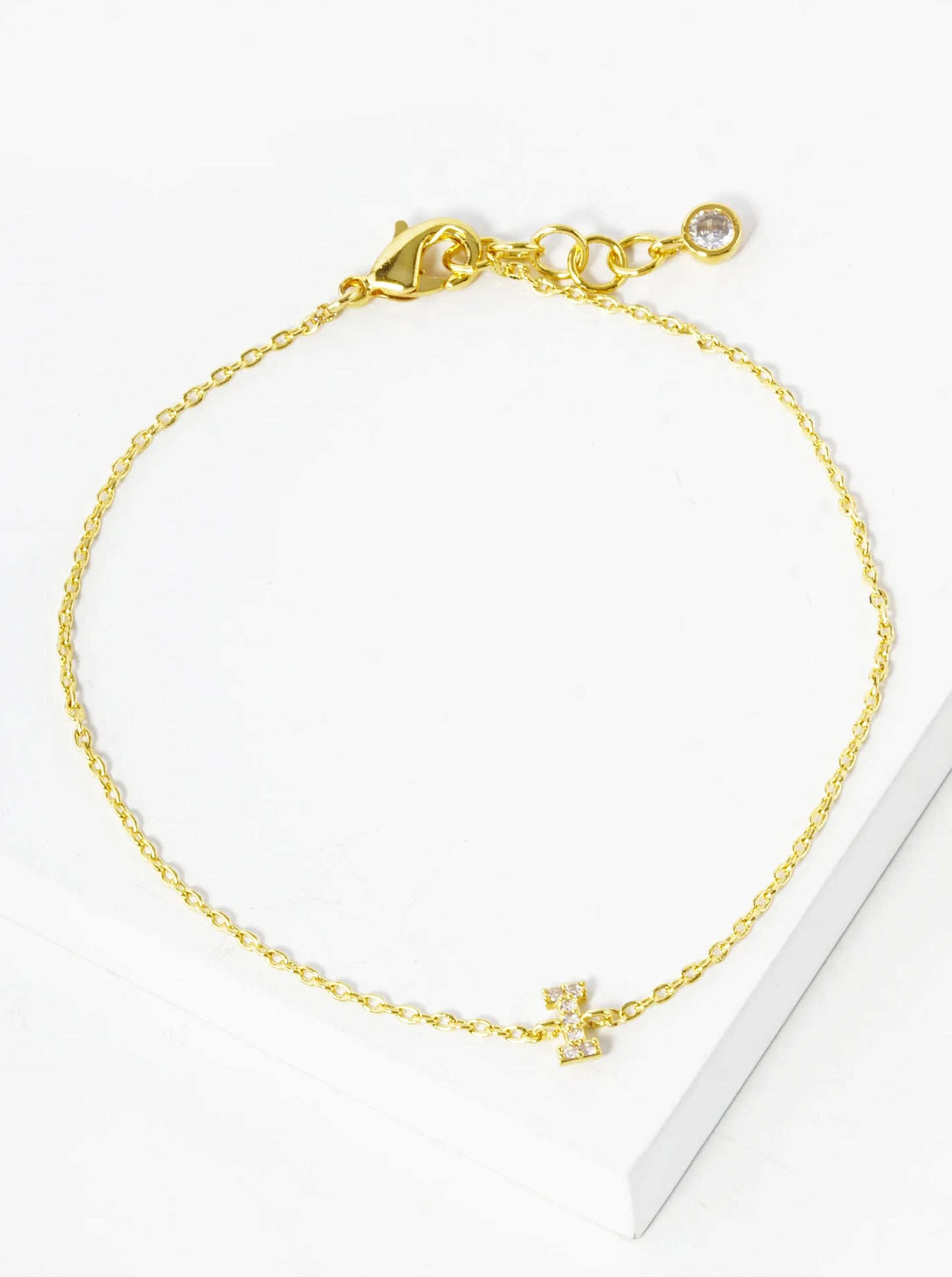 18K Gold Dipped Pave Set Cubic Zirconia Initial Bracelet
