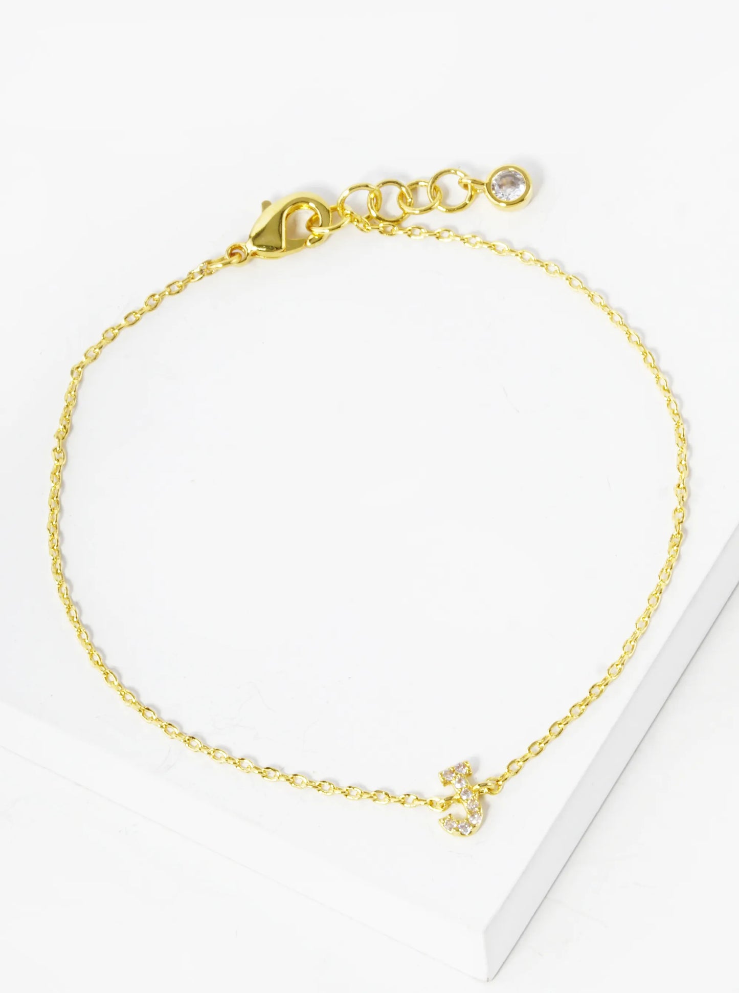 18K Gold Dipped Pave Set Cubic Zirconia Initial Bracelet