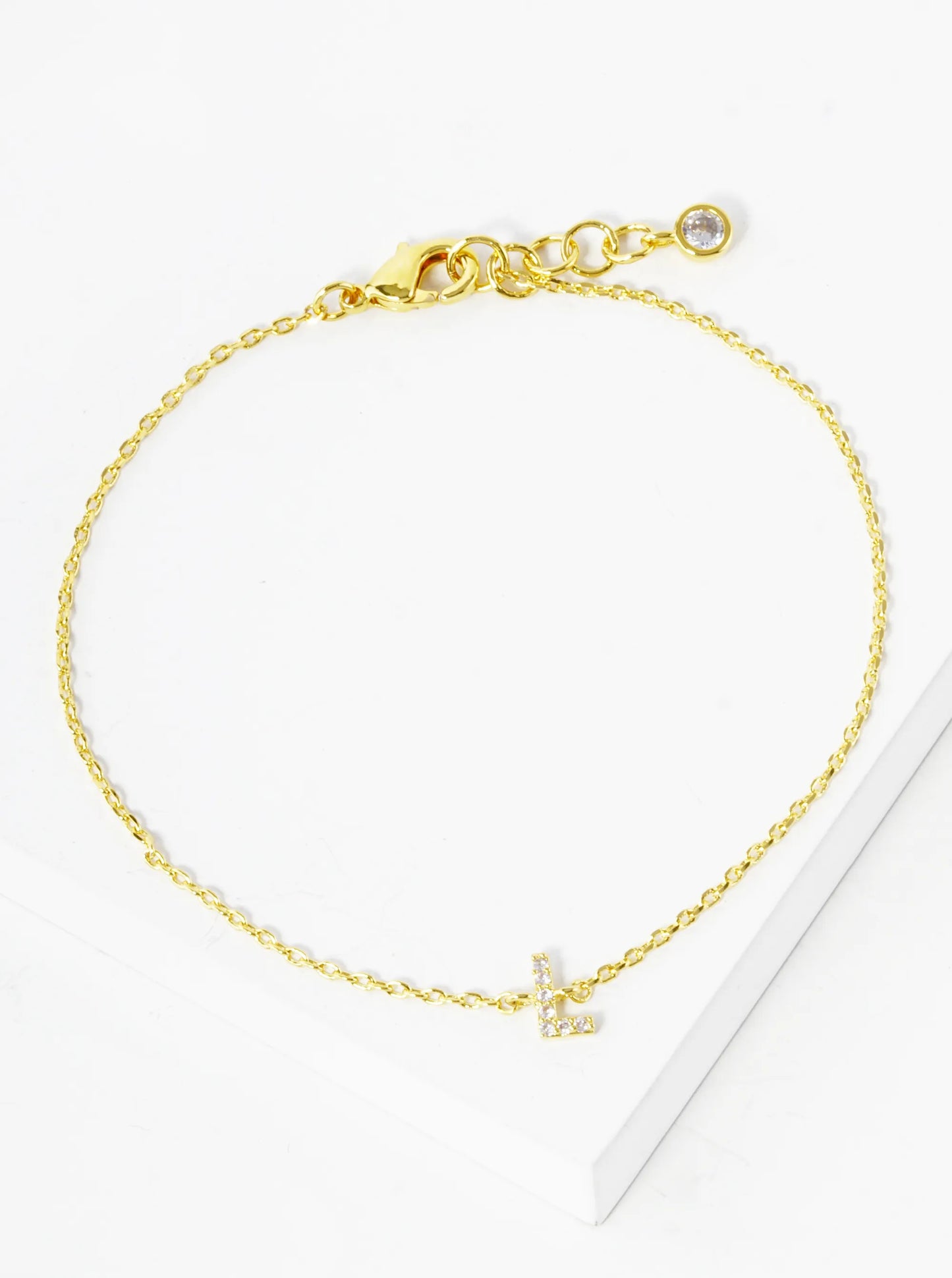 18K Gold Dipped Pave Set Cubic Zirconia Initial Bracelet