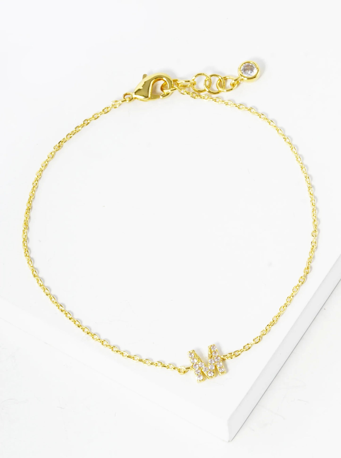 18K Gold Dipped Pave Set Cubic Zirconia Initial Bracelet