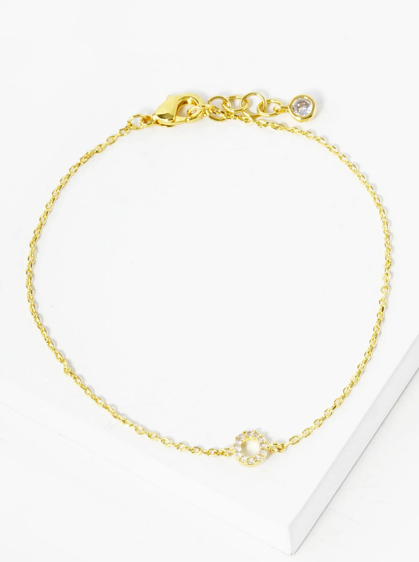 18K Gold Dipped Pave Set Cubic Zirconia Initial Bracelet