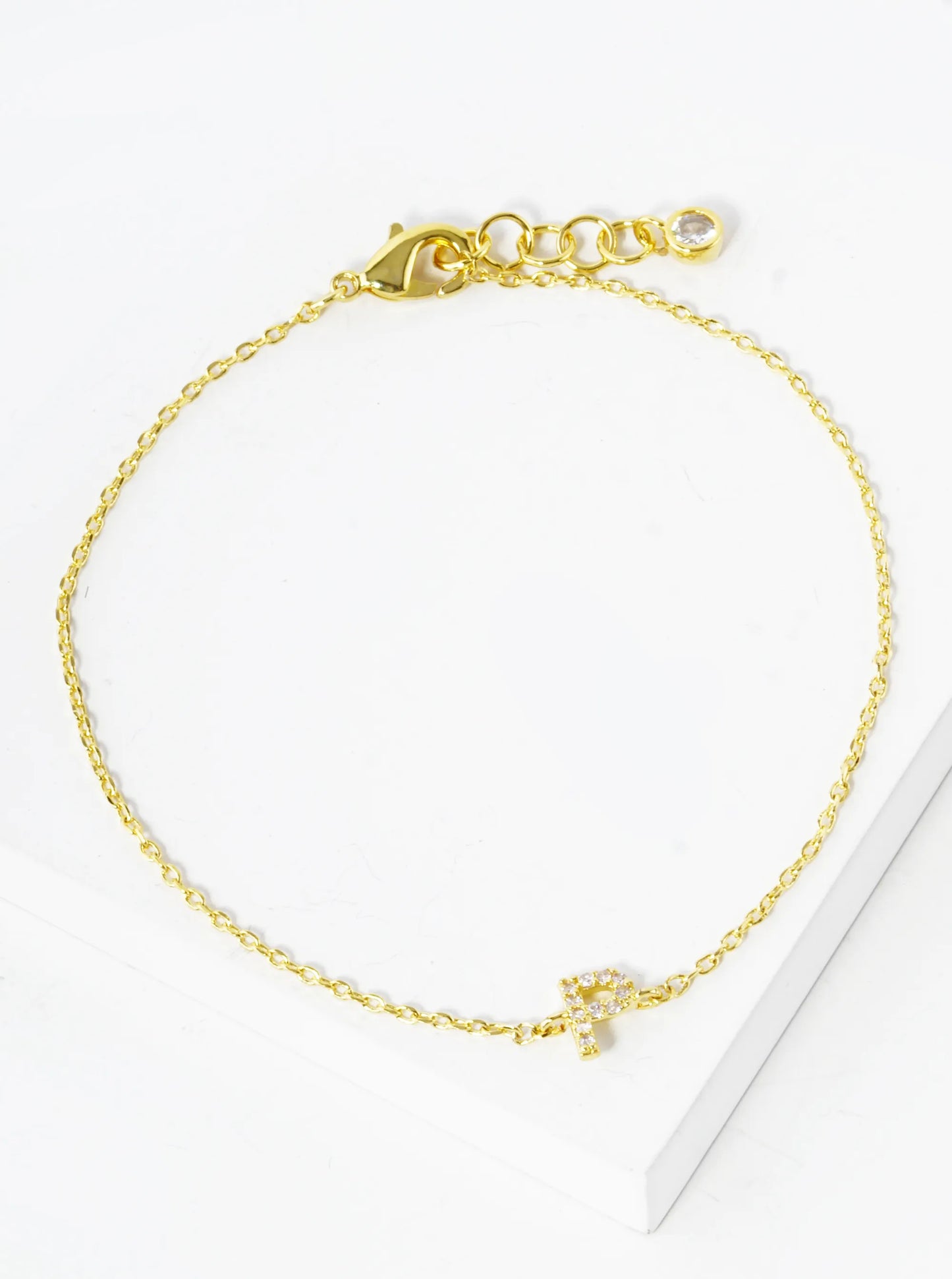 18K Gold Dipped Pave Set Cubic Zirconia Initial Bracelet