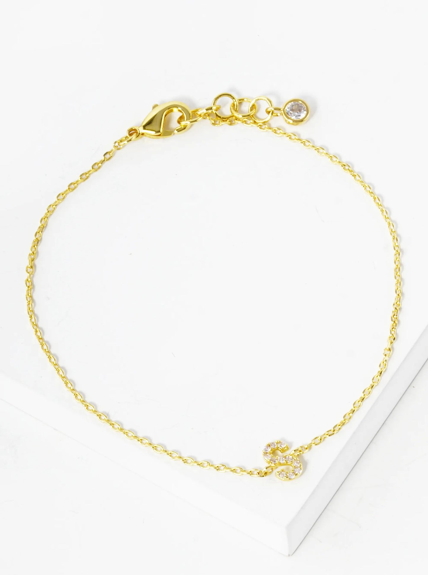 18K Gold Dipped Pave Set Cubic Zirconia Initial Bracelet