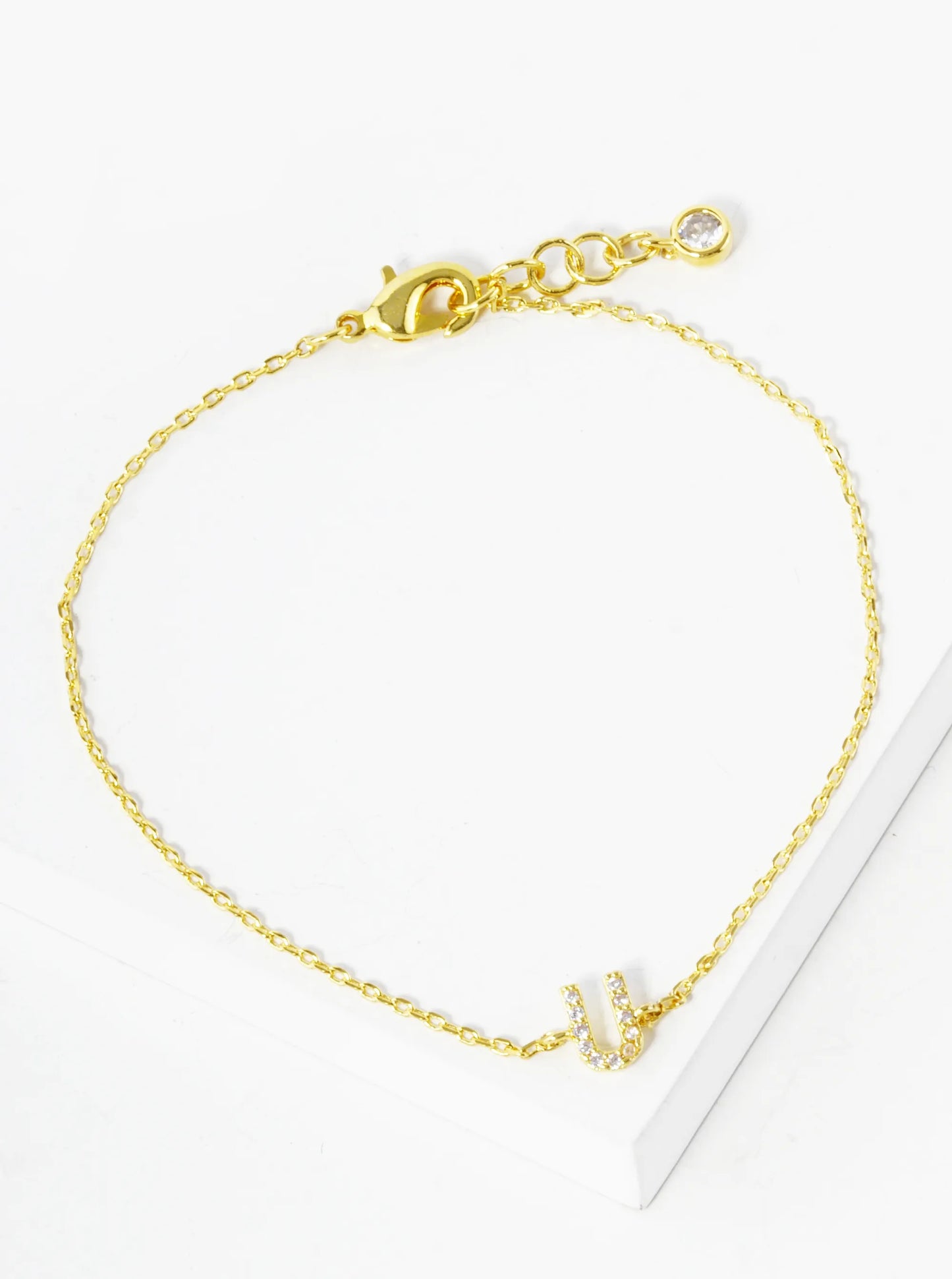 18K Gold Dipped Pave Set Cubic Zirconia Initial Bracelet